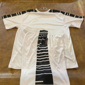 Brand New LU LINEA UOMO Two Piece Short Set, XXL, White/Black W/Tags